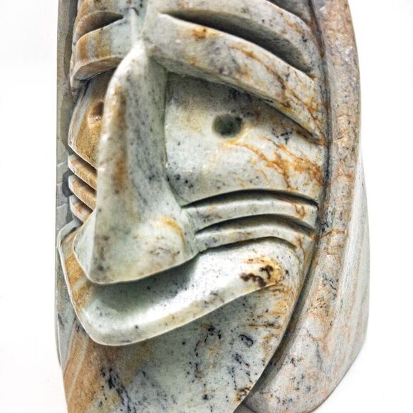 *Rare* Six Nations Iroquois False Faces SIGNED Soapstone Sculpture - Picture 12 of 13